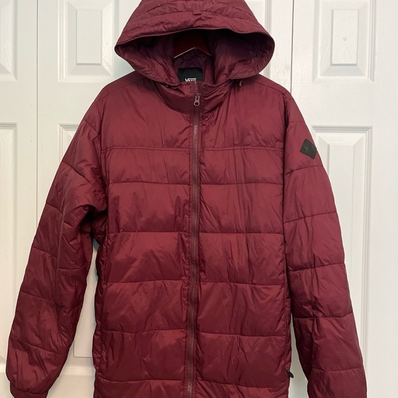 Vans Burgundy Hooded Puffer Jacket - Picture 2 of 9